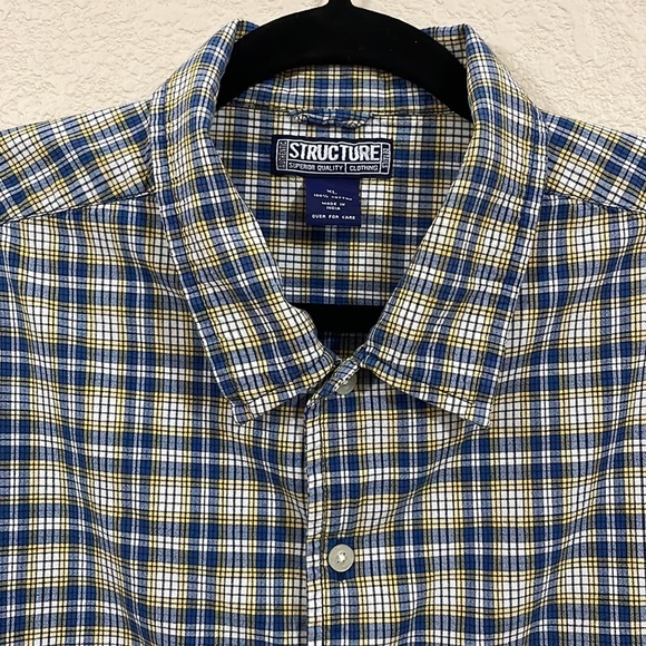 Men Botton Down Short Sleeve Casual Shirt Plaid - Picture 3 of 6